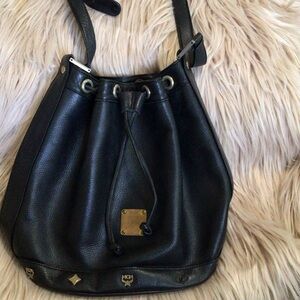 MCM Black Leather Hobo Bag